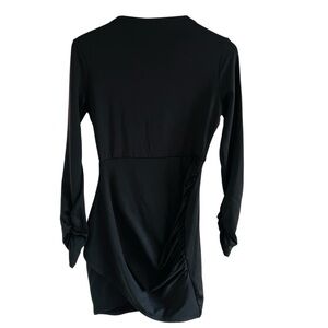 Mock Neck Black Long Sleeve Dress
